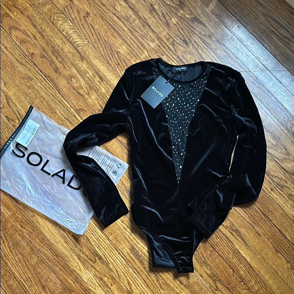 Solado Black Velvet Bodysuit